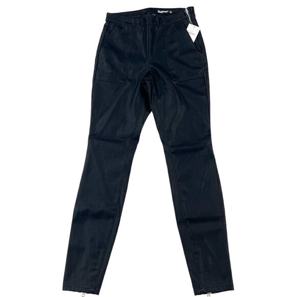 New Blanknyc Women Black Slim Pants Faux Leather Leggings Zipper Back US 25 - Picture 3 of 11